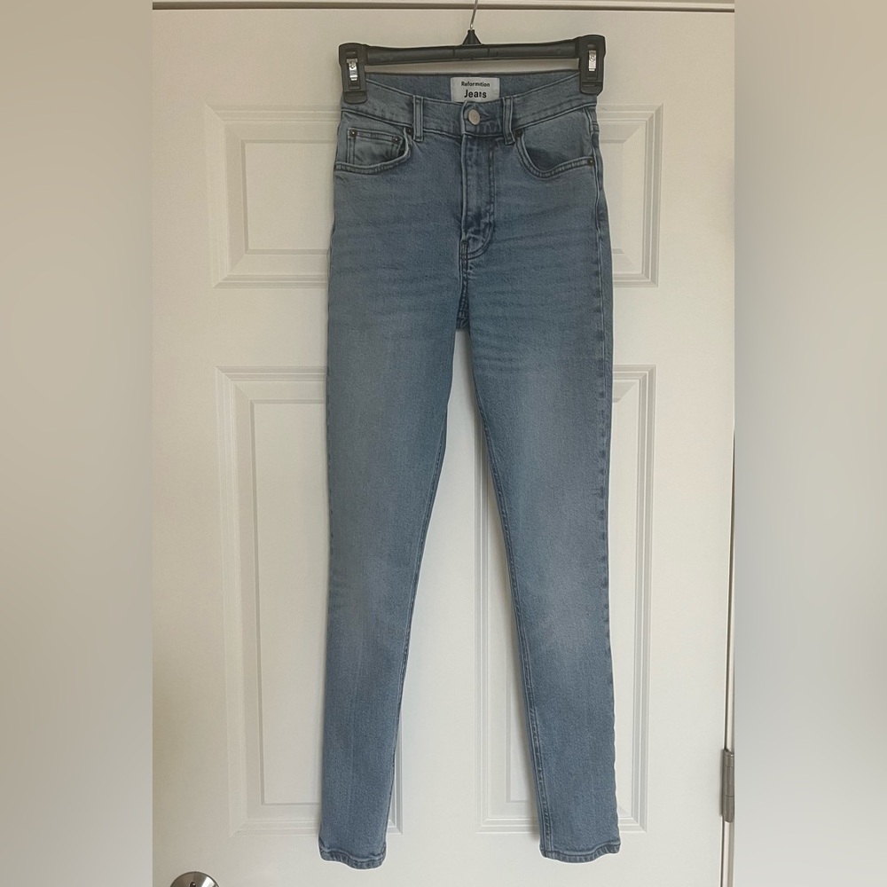 Reformation light blue skinny jeans